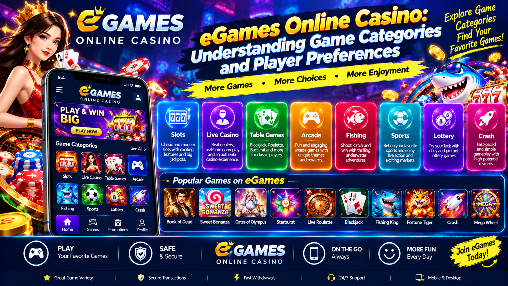 eGames Online Casino: Game Categories & Player Preferences
